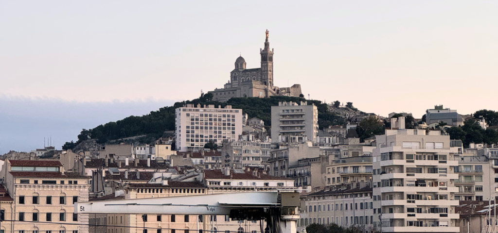 Marseille Old Port and Mediterranean city skyline in the South of France