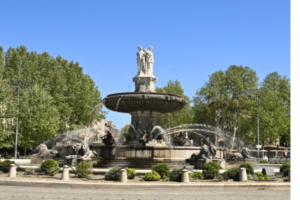 Fontaine Rotonde fountain on Cours Mirabeau during Aix-en-Provence history walking tour