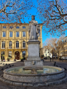 King René Fountain on Cours Mirabeau in Aix-en-Provence, Provence, South of France.